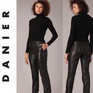 Danier Black High Rise Leather Pants medium